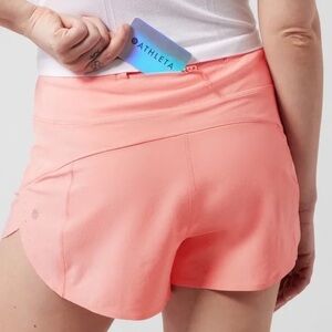 Athleta high rise run with it short 2.5 inch pink